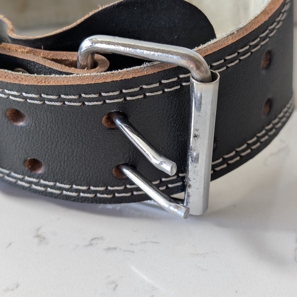 Black Leather Men's Work Utility Labor Belt Size S Made In Pakistan - Picture 4 of 12